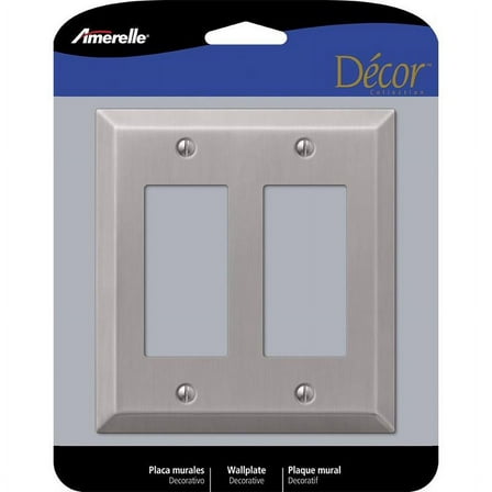 1 Pc, Amerelle Century Brushed Nickel 2 Gang Stamped Steel Decorator Wall Plate 1 Pk