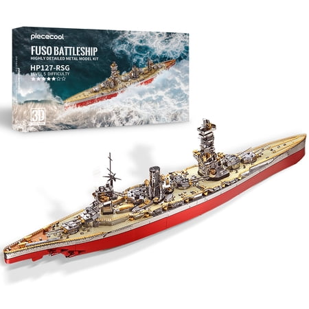 Piececool 3D Metal Puzzle, Fuso Battleship Warship Military Watercraft Model Kits for Adults -330 Pcs