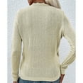 thumbnail image 4 of Suéter con cuello en V para mujer, elegante ribete de encaje, color sólido, suave y cómodo, jersey de punto, Top albaricoque L, 4 of 6