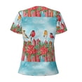 thumbnail image 4 of Naloa Winter Birds on the Fence Print T-Shirts Short Sleeve V Neck Tees for Women Fashion Tops Trendy Lightweight Soft Casual Summer Outfits Clothes, 4 of 5