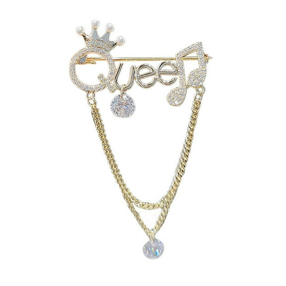 Grofry Rhinestone Letter Queen Brooches for Women Diamond Brooch Pin Pearl Sweater Jacket Pin Jewelry Wedding Pin Corsage Accessories