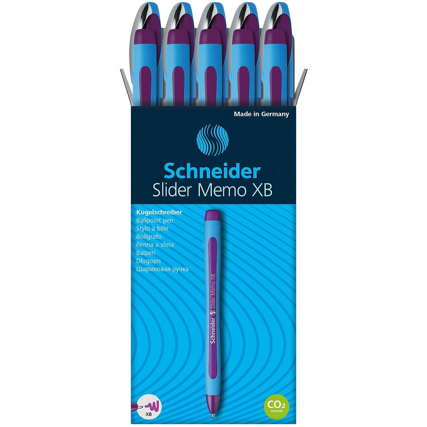 Schneider Slider Memo XB Ballpoint Pen, 1.4 mm, Violet Ink, Box of 10 Pens