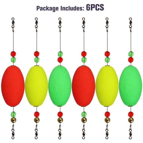 Popping Cork Fishing Floats Weighted Oval-Buoyancy Bobbers for Redfish Trout Inshore 6PCS