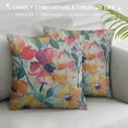 thumbnail image 3 of JEUXUS  Throw Pillow Cover Colorful Wildflowers Watercolor Floral Red Poppy Peony Daisy Nature Bright Rectangular Throw Pillow Covers for Couch Sofa Home Decor, 3 of 5