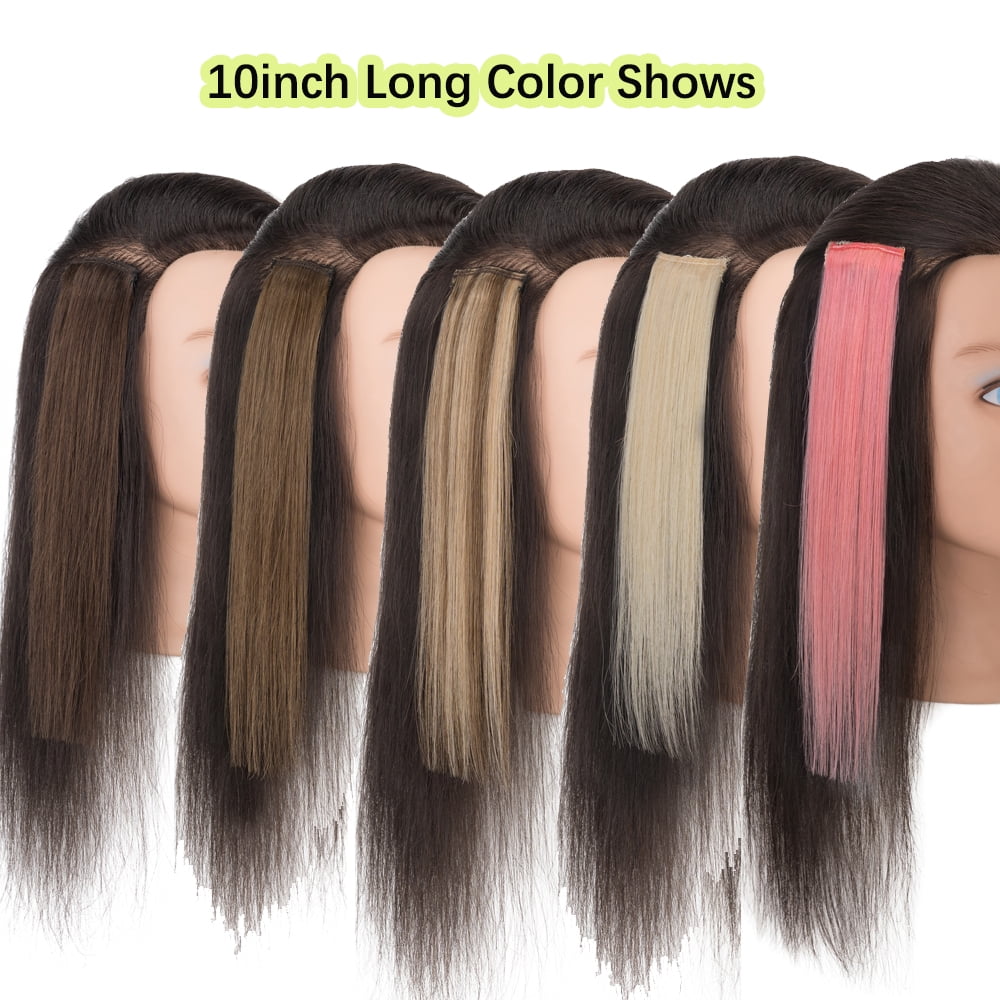 Benehair 6Pcs Pink Clip in Human Hair Extensions for Women, Straight Colored Hair Pieces with Secure Clips & Invisible Lace Weft, Real Human Hair Highlights for Daily Party Cosplay