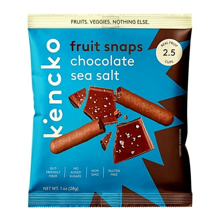 Kencko Chocolate Sea Salt Crunchy Fruit Snaps, Freeze Dried Fruit Snacks, 1 oz Bag