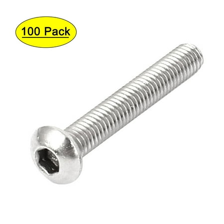 

100 Pcs M3x20mm Stainless Steel Button Head Hex Socket Bolts Screws 0.5mm Pitch