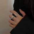 thumbnail image 2 of Anillo cuadrado vacío, temperamento de moda retro para mujer, anillo de apertura irregular, anillo de dedo índice de hip-hop, anillo geométrico, 2 of 5