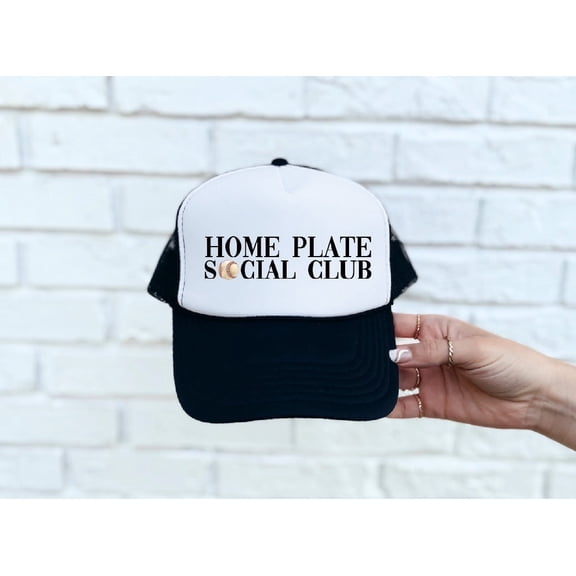 Southern Attitude Designs- Home Plate Social Club (Baseball) Black & White Unisex Foam Trucker Hat