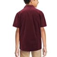 thumbnail image 2 of Boy's Embroidered Short Sleeve Wedding Baptism Kids Button-Up Guayabera Shirt (Burgundy, XXS (2-3 yrs)), 2 of 3
