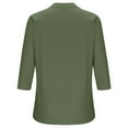 thumbnail image 5 of VSSSJ Shirts for Women Solid Color 3/4 Sleeve Cotton Linen Pullover Tops V Neck Buttons Front Comfy Holiday Office Loose Fit T-Shirt Army Green XL, 5 of 7