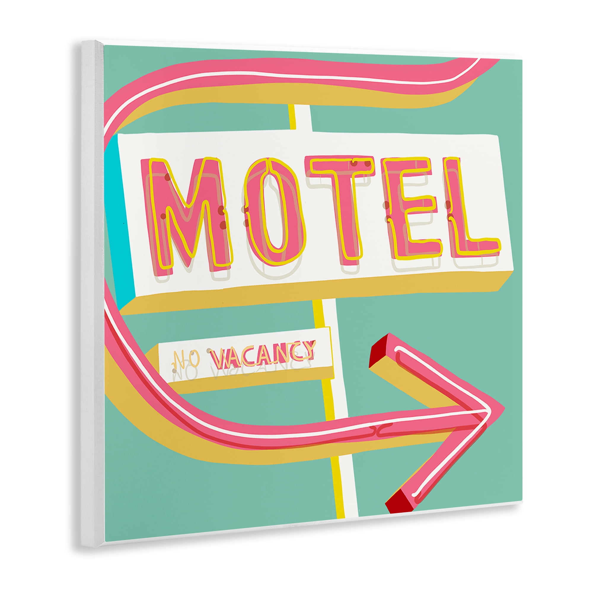 Stupell Industries Retro Motel Vacancy Text & Numbers Painting Unframed Art Print Wall Art, 12 x 12