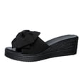 thumbnail image 2 of Slippers Women Women's Fashionable And Casual Summer Bow Thick-Soled Outdoor Wedge Sandals,Black,36, 2 of 9