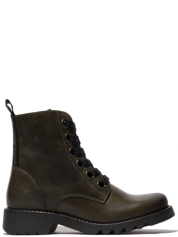 Womens Green RAGI539 Casual Rug Leather Lace-up Ankle Boots
