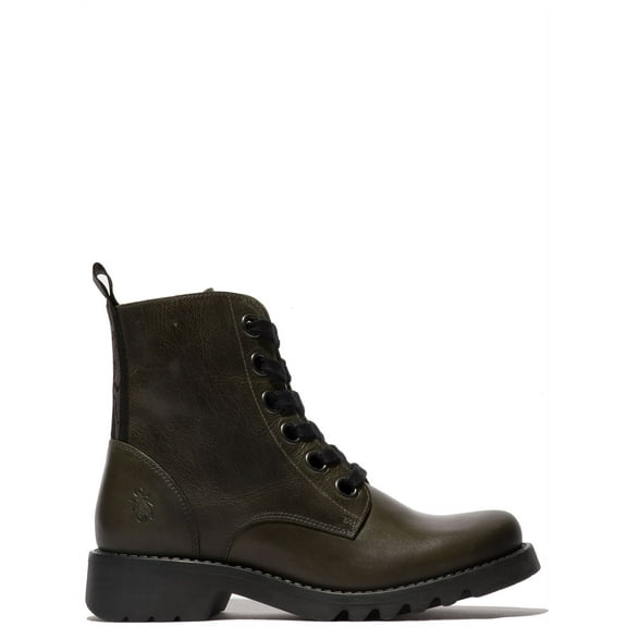 Fly London Womens Green RAGI539 Casual Rug Leather Lace-up Ankle Boots
