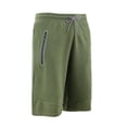 thumbnail image 4 of 9 Crowns Men's Casual Zipper Pockets French Terry Gym Shorts (Olive, Large), 4 of 5