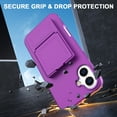 thumbnail image 7 of Allytechgroup iPhone 16 Case with Card Slots & Makeup Mirror, Rugged Shockproof Kickstand Bumper  Protective Hard PC Cover Phone Case for Apple iPhone 16, Darkpurple, 7 of 7