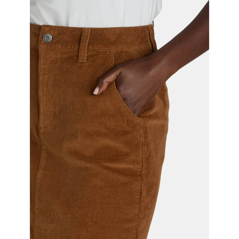 Time and Tru Women s and Women s Plus Corduroy Midi Skirt Sizes 2 22
