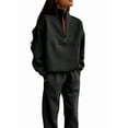 thumbnail image 3 of Conjunto Deportivo de 2 Piezas para Mujer: Sudadera de con Media Cremallera y Pantalón de Chándal Negro S, 3 of 8