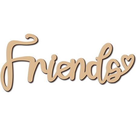 Friends Wood Cutouts Wooden Laser Cut Decorative Word Signs Blank Slices Script Unfinished Letter Ornaments