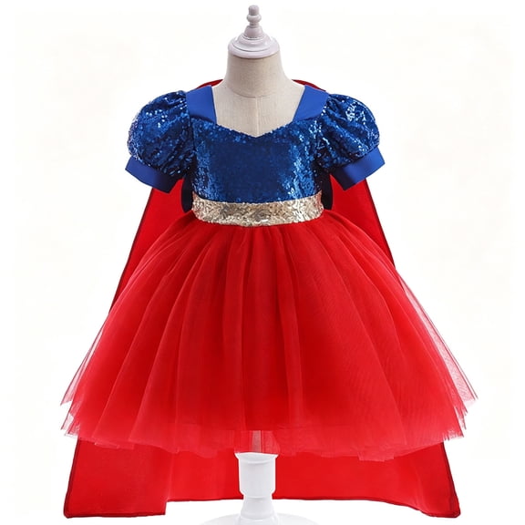SUEE Superhero Costume Dress For Toddler Girls Sequins Cosplay Role Play Clothes Halloween Dress Up