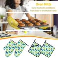 thumbnail image 5 of Pofeuu Cute Dinosaur Blue Green Print Oven Mitts and Pot Holders 4 pcs Set,High Heat Resistant 500 Degree Extra Thicken Long Kitchen Cotton Oven Glove for Cooking, 5 of 6
