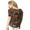 thumbnail image 2 of Fashion Secrets Women Leopard Print Scoop Neck Light Sweater Top Blouse Shirt (Brown, Small), 2 of 4
