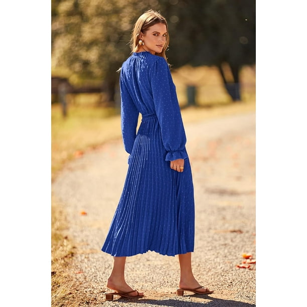prettygarden women 2025 fall midi dress Prettygarden Women's 2025 Summer Casual Midi Dresses Square Neck Short Sleeve Smocked A Line Floral Flowy Elegant Boho Dress, Size: XL, Blue