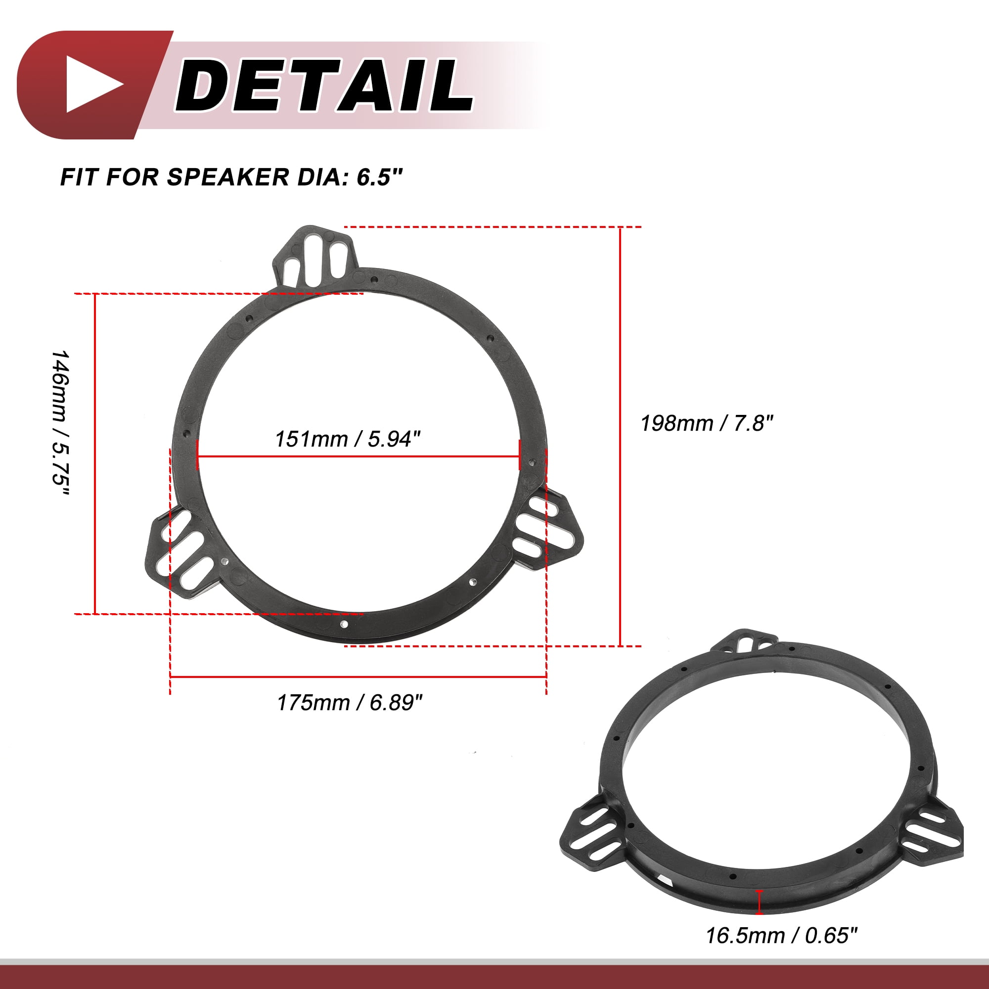 Unique Bargains 2Pcs Coaxial Speaker for Spacer Ring for Honda Civic 01-05 Rear Front