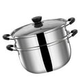 thumbnail image 6 of Omeite Extra thick stainless steel steamer soup pot non-stick small stew pot (20cm double handle thickened single bottom (with steaming grid)), 6 of 8