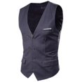 thumbnail image 1 of Mens Vest Solid Business Formal Single Breasted Blazer Waistcoat, 1 of 2