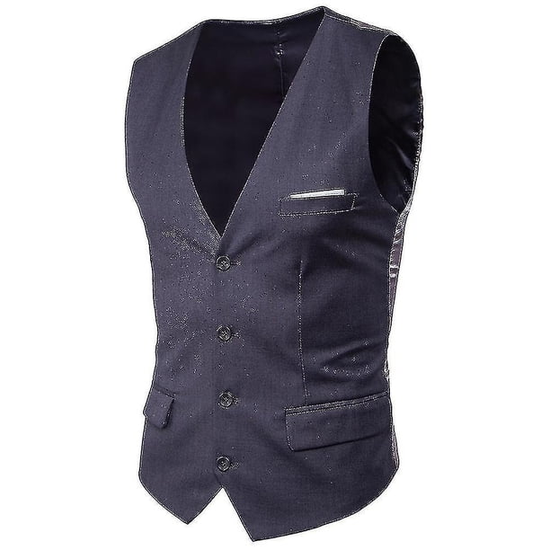 Chaleco para hombre Chaleco formal de negocios sólido con un solo botonadura
