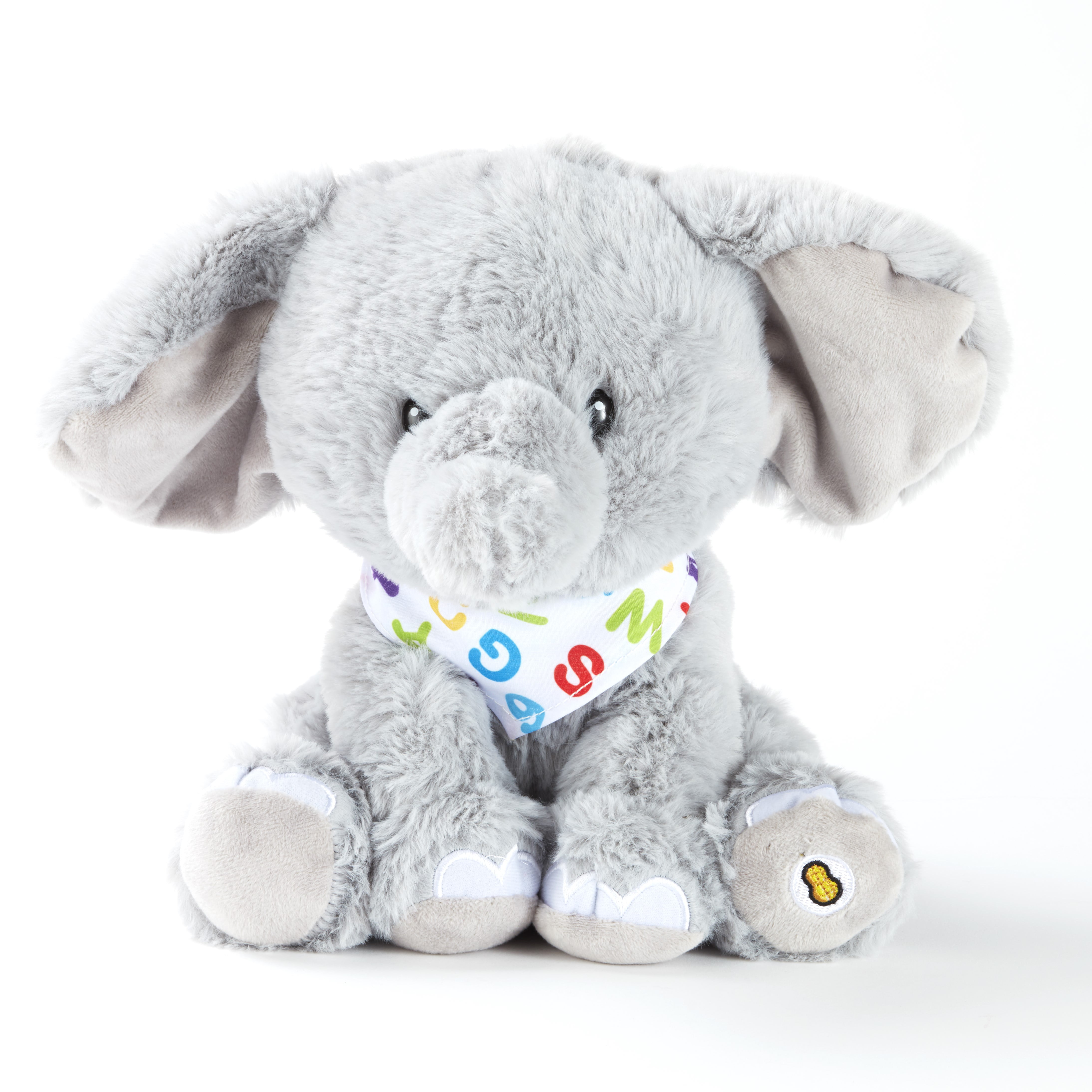 cuddle barn - alphabet elroy | animated singing elephant stuffed animal  plush toy wiggles ears to abc song and ten little elephants, 12 inches -  