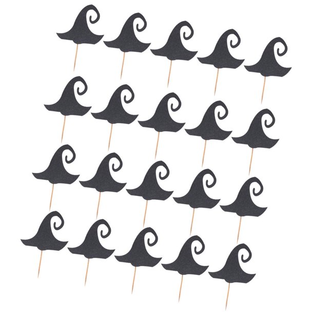 Paquete de 20 Piezas de Palillos de para Magdalenas de Brujas de de Halloween para Decoración de s Infantiles Negro Gloria Toppers de la torta de Halloween