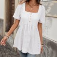 thumbnail image 4 of NinXxx Women‘s Square Neck Short Sleeve Blouse Casual Loose Fit Top White XXL, 4 of 7