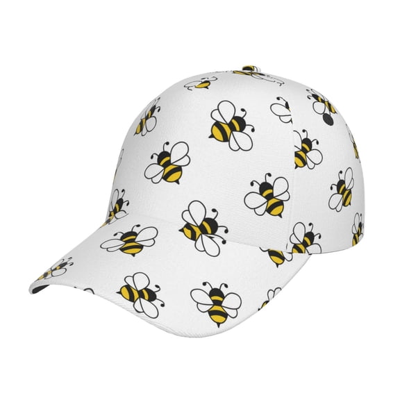 Honeii Bee Print Hat, Women's Baseball Hat Unisex Fit, Baseball Cap,Adjustable One Size
