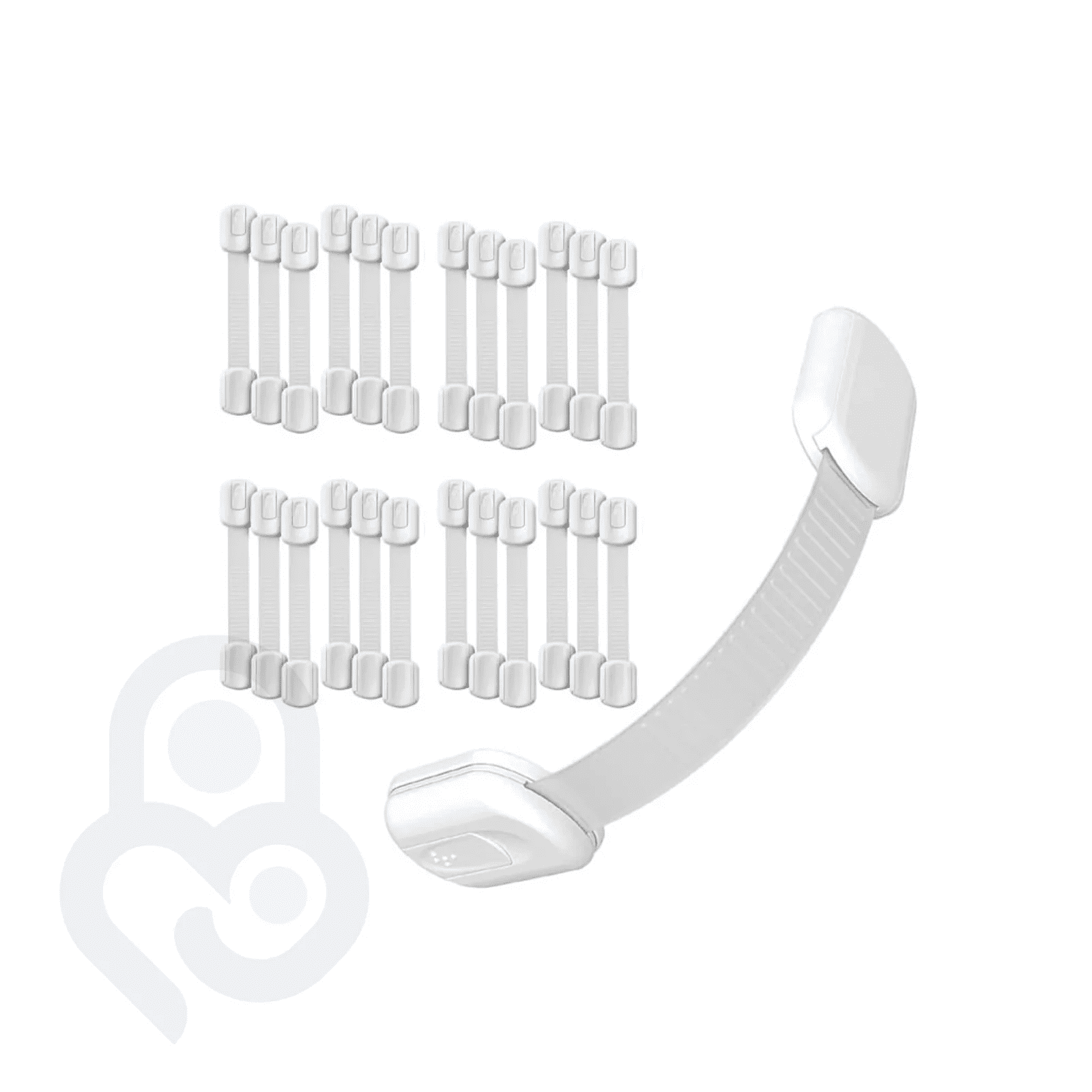 Baby Proof Me Child Safety Locks, Adjustable Cabinet Locks for Baby Proofing, White, 24-Pack
