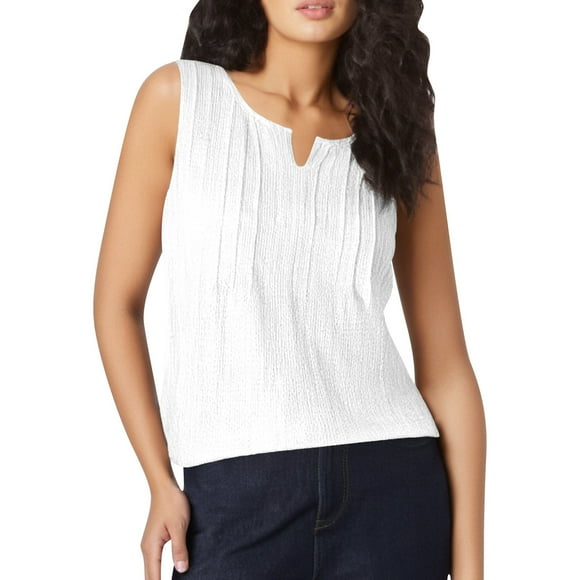 TSADFHJI Women Tops Sexy Women's Casual and Fashionable New Solid Color V Neck Drawstring Sleeveless Loose Chiffon Vest Women's Top Xl White