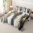 thumbnail image 3 of Homewish Gray Gold Quilt King,Abstract Modern King Coverlet Set,3 Pieces, 3 of 7