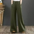 thumbnail image 2 of BJUTIR Pants For Women Spring And Summer Literary Cotton Loose Large Size Wide Leg Pants High Waist Mopping Pants Straight Length Trousers Linen Pants, 2 of 4