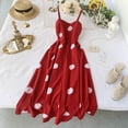 thumbnail image 3 of Dot Dress Vestido largo sin espalda sin mangas de una línea de cintura alta para mujer, rojo Vogacara AP001541-04B, 3 of 7