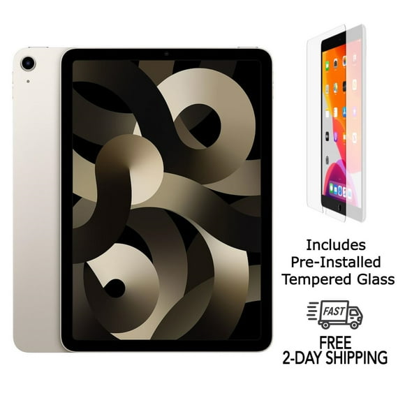 Refurbished Apple iPad Air 5 w/ Pre-Installed Tempered Glass (WiFi) 256GB Starlight (Grade A+)