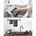 thumbnail image 5 of Black Spring Floral Kitchen Dish Towels for Drying Dishes Set of 4, Elegant Pastoral Flowers Birds Watercolor Waffle Weave Microfiber Hand Tea Bathroom Towels Quick Dry & Absorbent Towel 12x12, 5 of 7