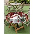 thumbnail image 3 of Outdoor Tablecloth with Umbrella Hole and Zipper, Red Plaid Christmas Round Table Cloth 60 Inch Waterproof Tablecloth, Snowman Xmas Tree Ball Elk Snowflake Picnic Table Cover for Patio Camping, 3 of 7