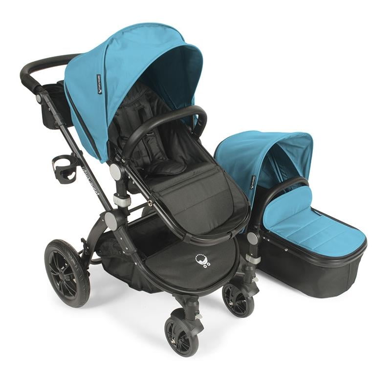 Babyroues letour avant stroller w/bassinet black frame cyan fabric