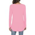 thumbnail image 2 of Top De Mujer, Blusa De Manga Larga Con Volantes De Color Puro De Poliéster Elástico Para Mujer, Cuello Redondo Para El Trabajo ANGGREK No, 2 of 5