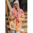 thumbnail image 3 of Women's Orange Checkered Sherpa Hooded Jacket | [ZhiHiMeRi] | (US 12-14)L, 3 of 12