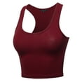 thumbnail image 2 of A2Y Women's Basic Cotton Casual Scoop Neck Sleeveless Cropped Racerback Tank Tops Burgundy XS, 2 of 3