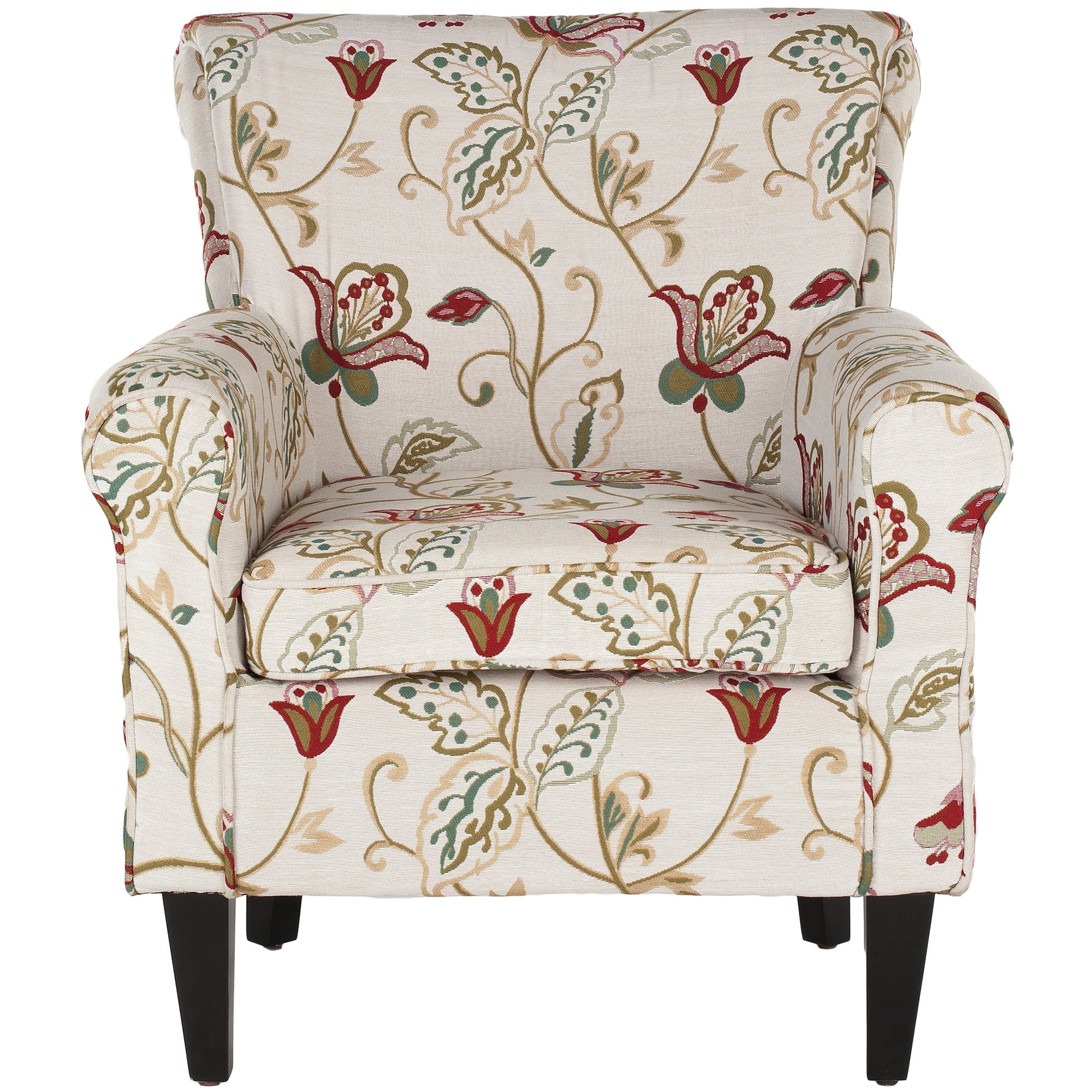 SAFAVIEH Hazina Contemporary Floral Fully Upholstered Club Chair, Red/White