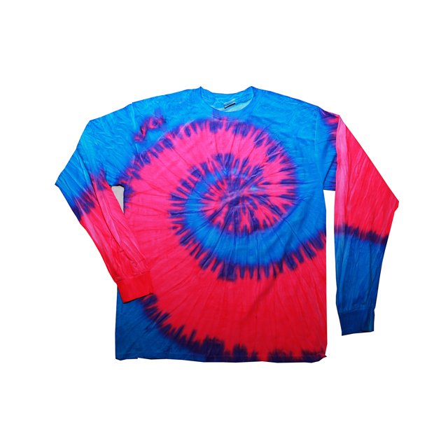 Camiseta Manga Larga teñido anudado 100% Algodón FLO AZUL/ ROSA S